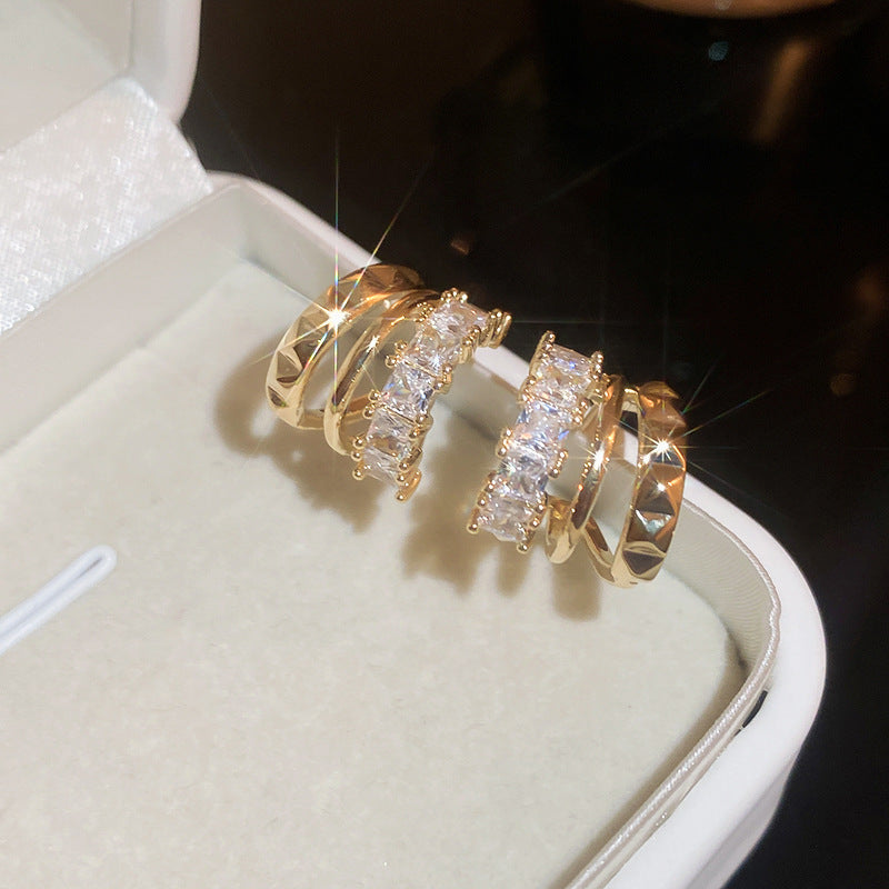 Wholesale Silver Needle Diamond Flower Geometric Earrings ACC-ES-BY003