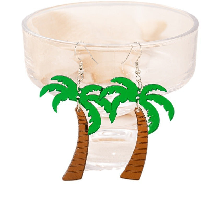 Wholesale Summer Coconut Tree Pineapple Palm Leaf Earrings Acrylic Earrings ACC-ES-Jiay010