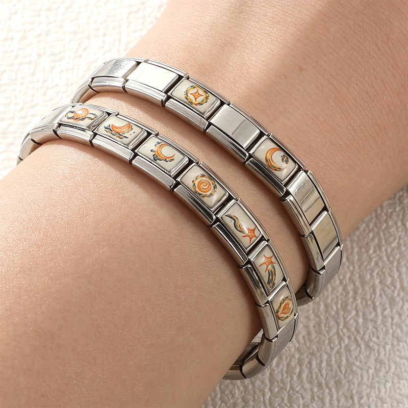 Wholesale Starry Sky Stainless Steel DIY Charm Bracelet Kit Moon Stars Heart Jewelry Accessory Trendy Boutique Gift