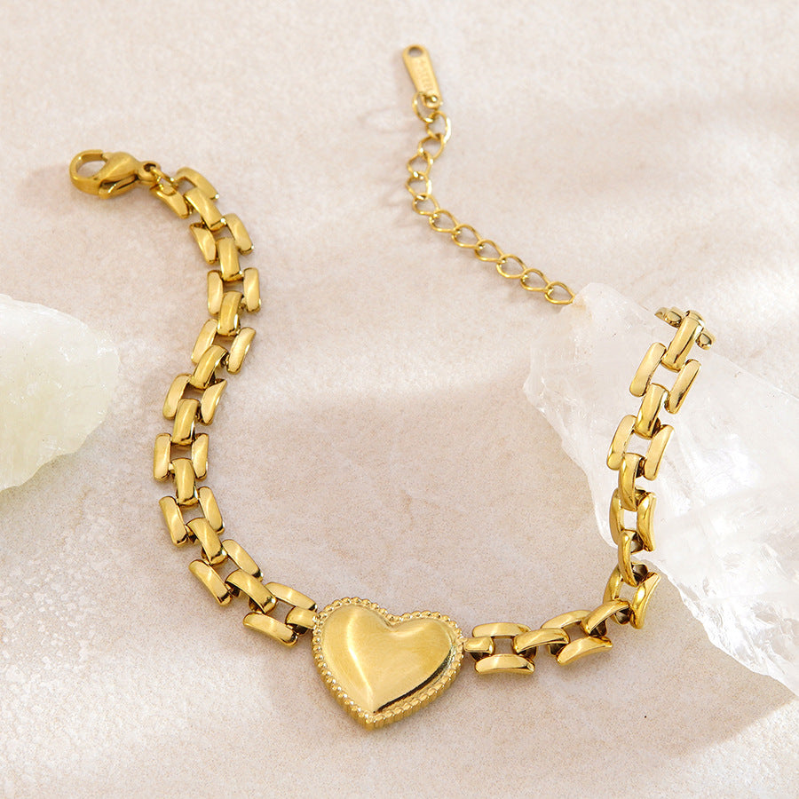 Wholesale Love Heart Stainless Steel Bracelet,  Trendy Fashion Jewelry Gift for Women