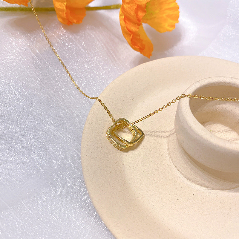 Wholesale Electroplated Titanium Steel Necklace Micro-embedded Clavicle Chain Choker Necklace ACC-NE-Xiyue003