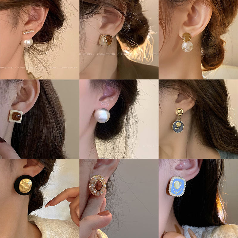 Wholesale 925 Silver Needle Vintage Pearl Earrings ACC-ES-Hank007