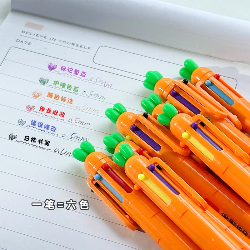 Wholesale Colorful Plastic Cartoon Carrot Pen Multi-color Pen