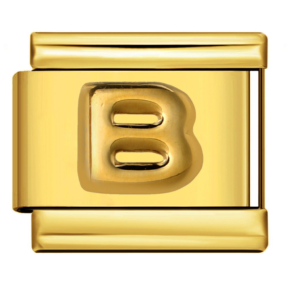 Wholesale Italian Charm Bracelet 9mm DIY Splicing Removable Raised Letters Stainless Steel Composable Bracelet