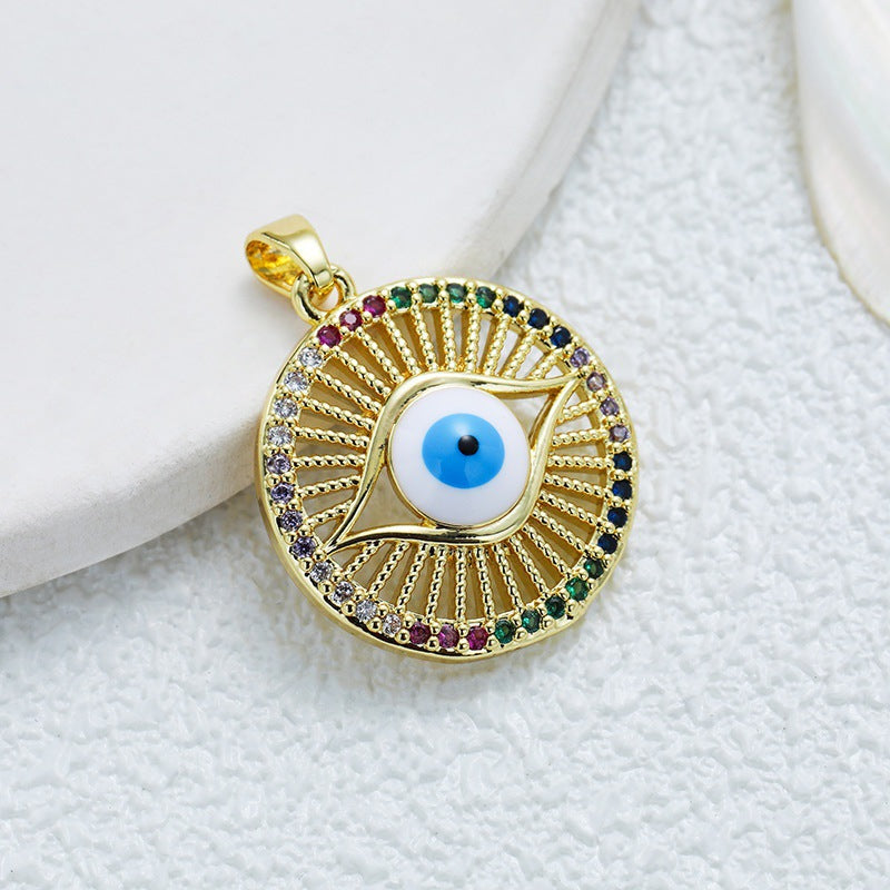 Wholesale Gold Plated Copper Eye Pendant Necklace with Zircon - Trendy Jewelry Accessory for Women