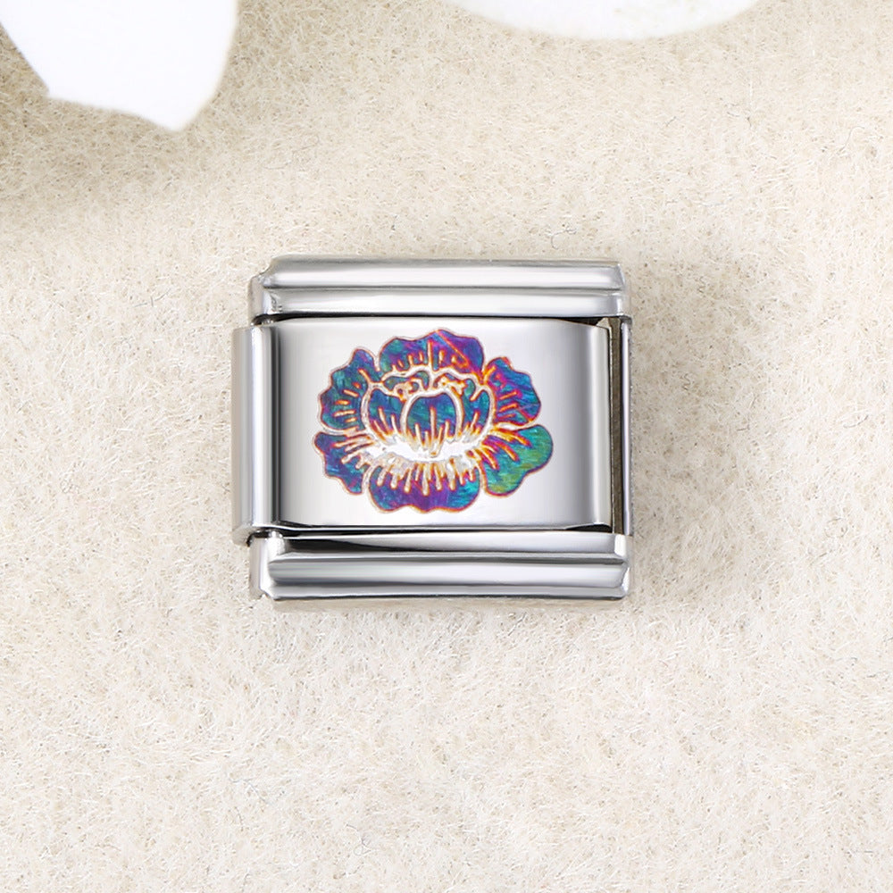 Wholesale  Italian Charm Bracelet 9mm DIY UV laser Creative Stainless Steel Composable Bracelet