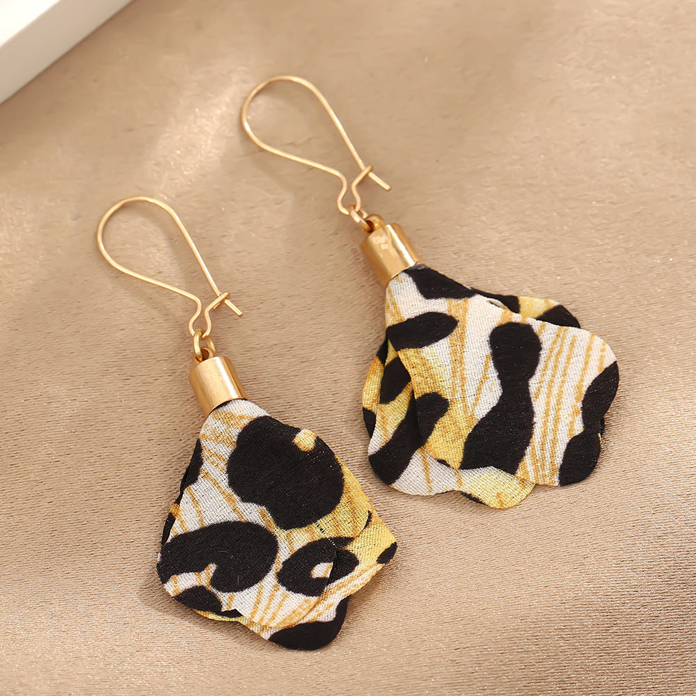 Wholesale irregular vintage leopard print pendant earrings