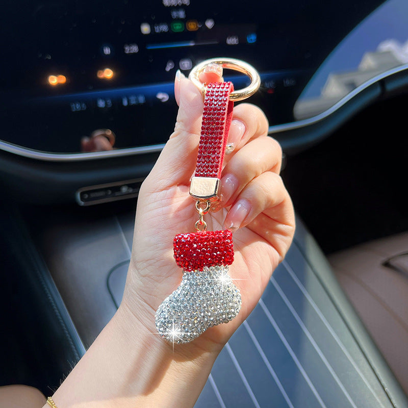 Wholesale rhinestone-encrusted sock keychain