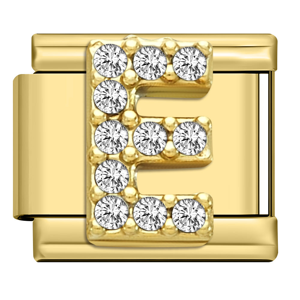 Wholesale Stainless Steel Modular Bracelet with Rhinestones and Gold Letters for Everyday Wear Jewelry Accessory