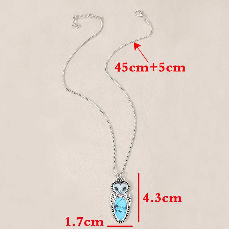 Wholesale Bohemian Retro Exaggerated Owl Alloy Pendant Necklace