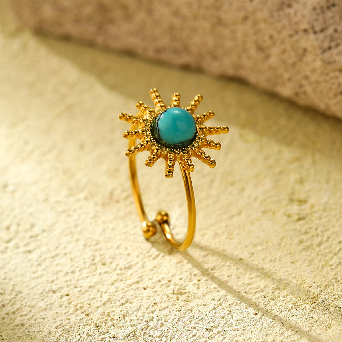 Wholesale Retro Style Stainless Steel Turquoise Adjustable Ring,  Jewelry Accessory for Resale