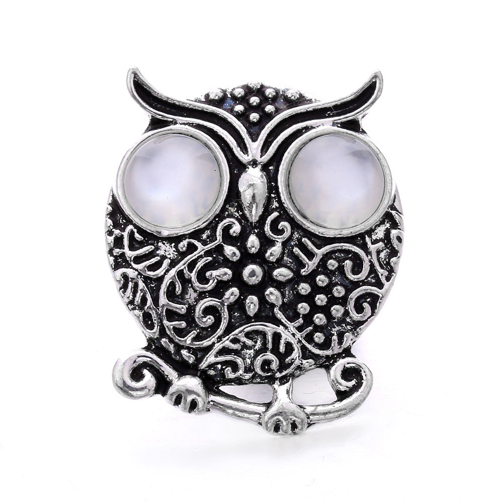 Wholesale Noosa Button Owl Button Bracelet Pendant 18mm Snap Charms Accessories