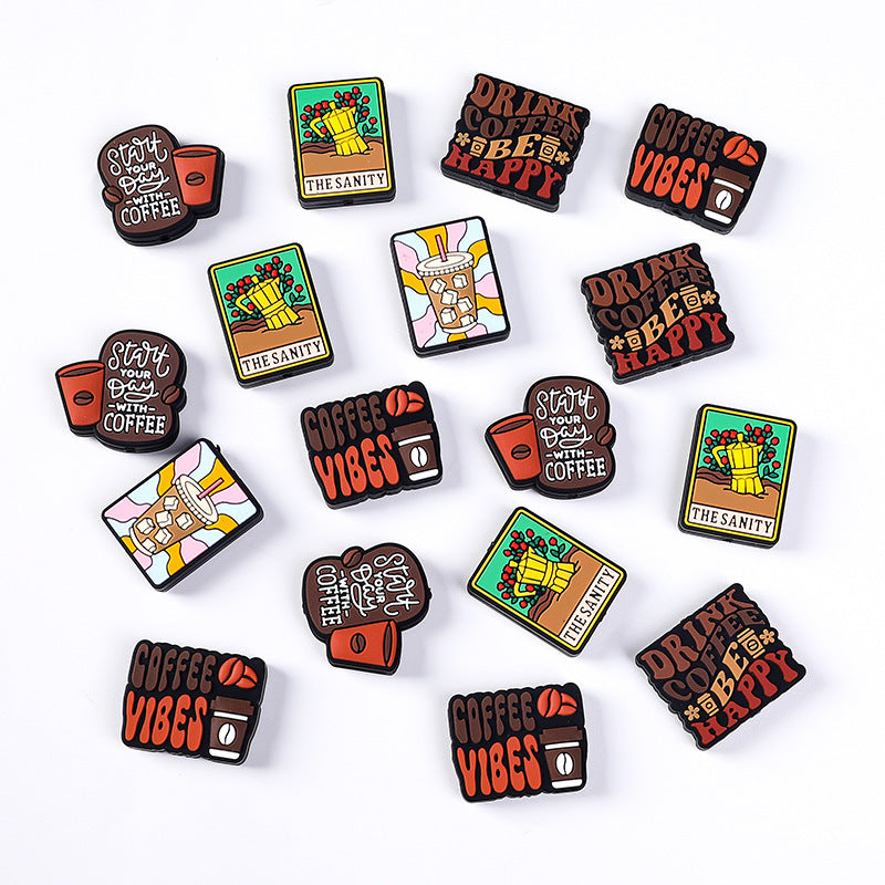Wholesale 20pcs Coffee Letter Focal Beads DIY Bead Accessories