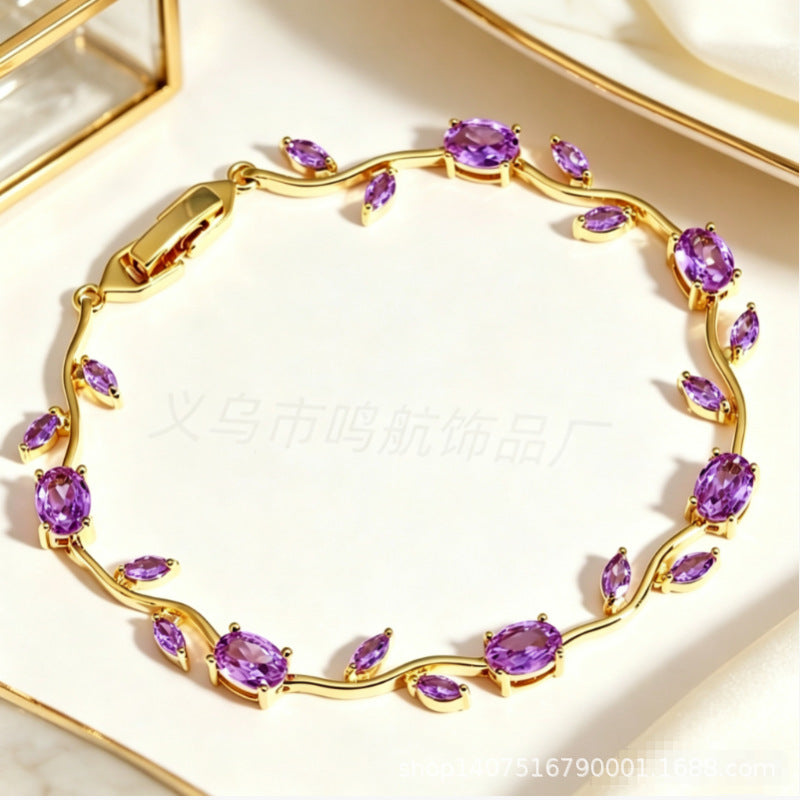 Wholesale Trendy Leaf Design Rhinestone Bracelet,  Fashion Accessory for Everyday Wear or Boutique Resale