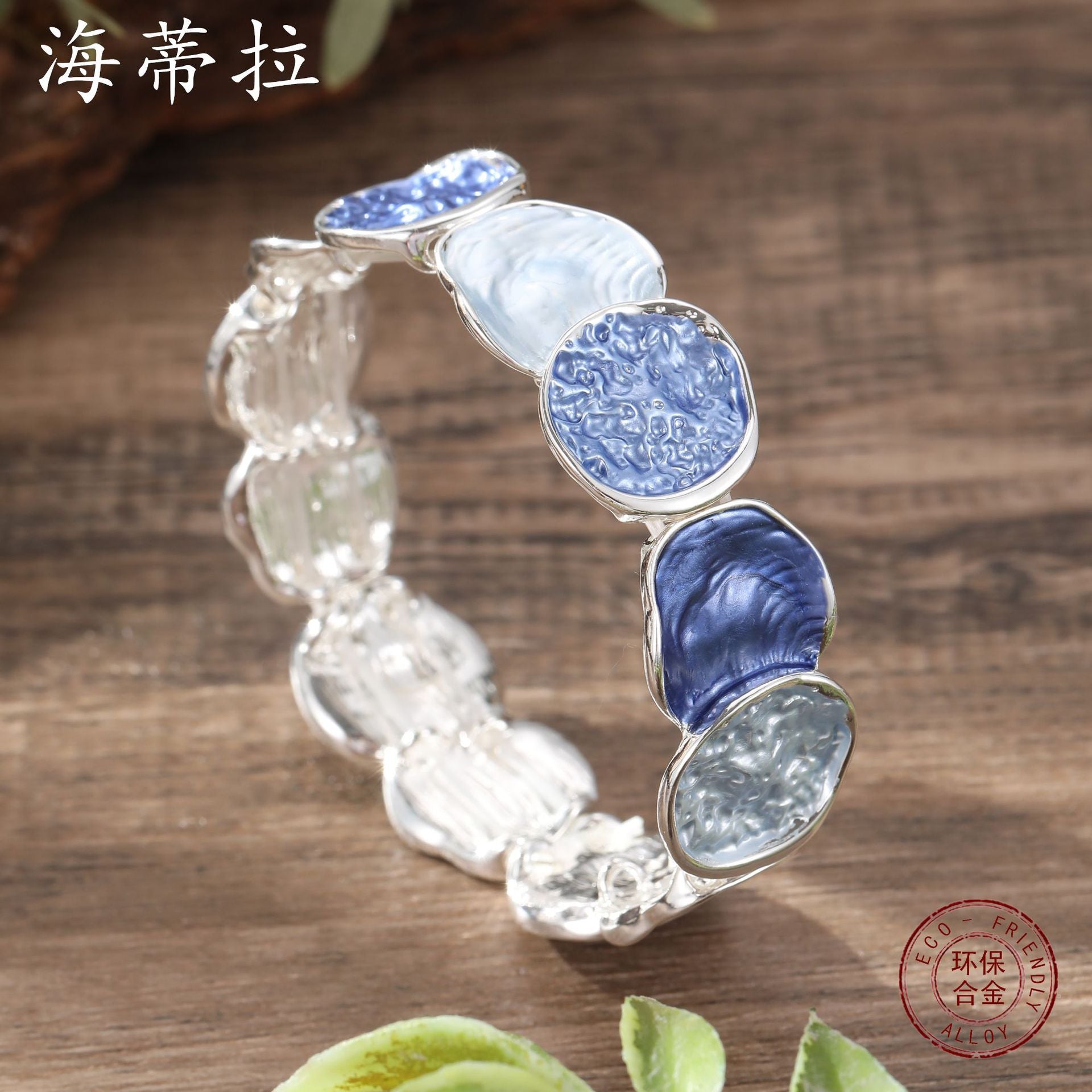 Wholesale  Enamel Color Round Geometric Line Elastic Bracelet