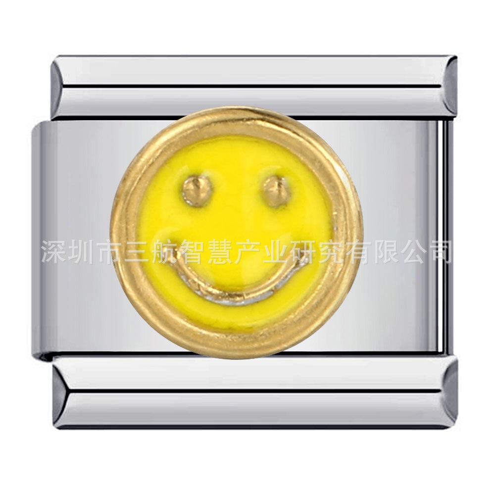 Wholesale 5pcs Italian Charm Bracelet 9mm DIY Splicing Star Smiley Face Stainless Steel Composable Bracelet