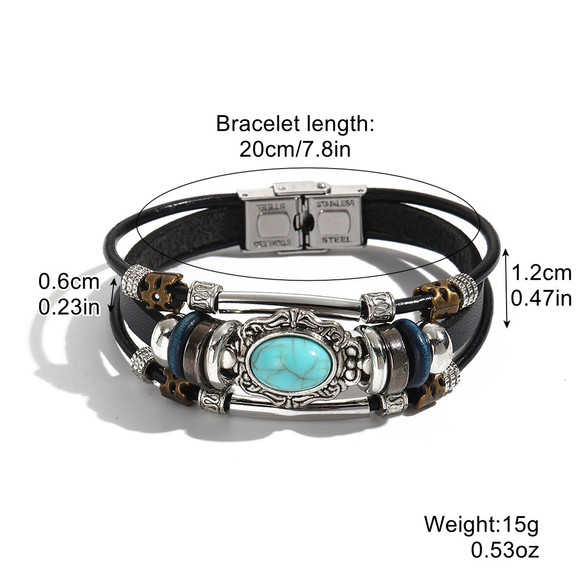 Wholesale  Retro Leather Bracelet  Turquoise Leather Bracelet
