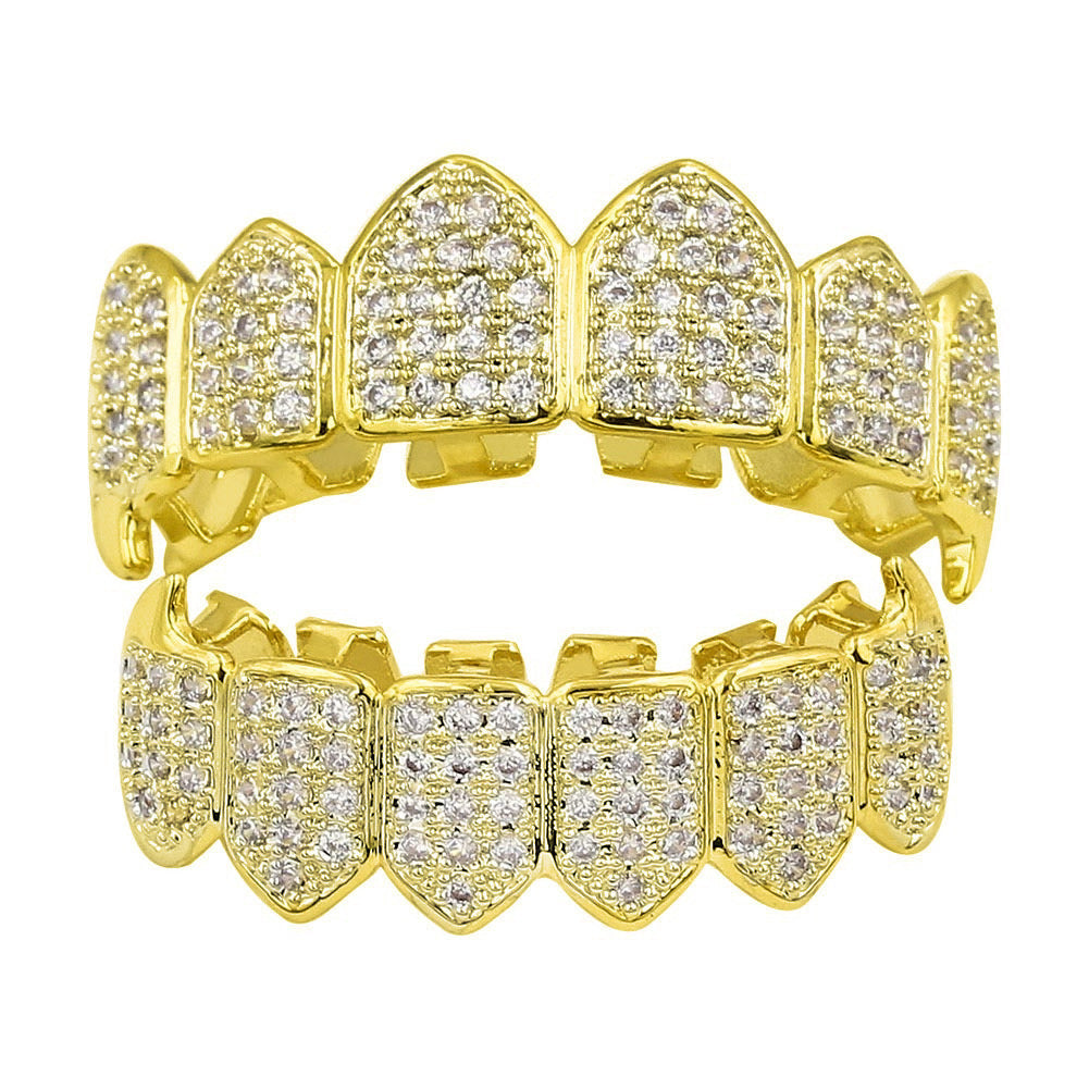Wholesale Modern Hip-Hop Tooth Grills Gold Plated Alloy Colorful Zirconia Fashion Accessory for Resale