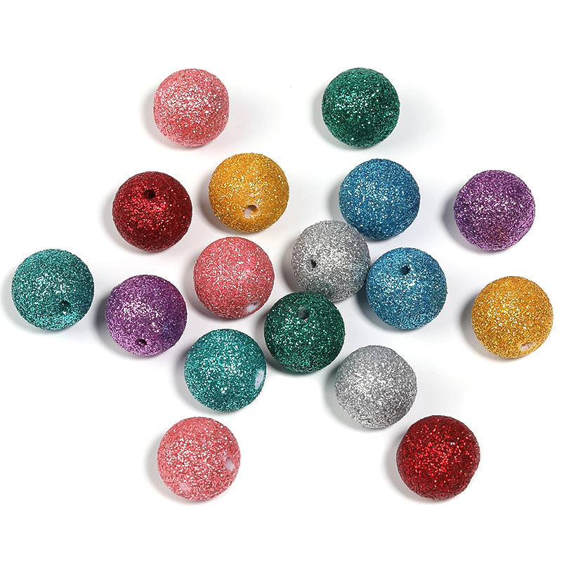 Wholesale 100pcs 16mm Acrylic Colored Glitter Beads Laser Sequins Starry Round Beads DIY Accessories ACC-BDS-BLG084