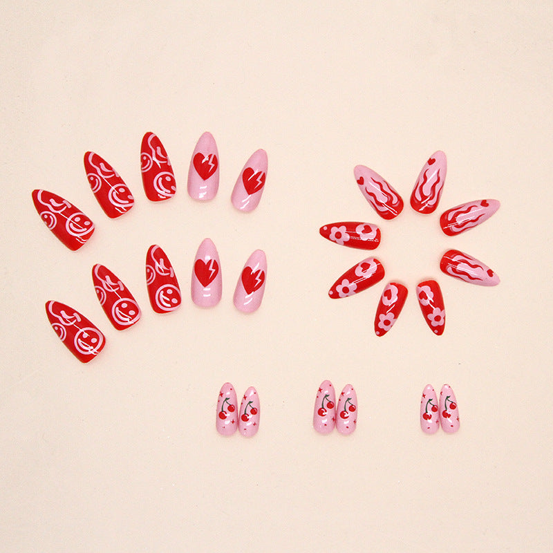 Wholesale 24 Pieces/box Valentine's Day Red Love Nails Kits Nail Stickers ACC-NS-QiHeng015