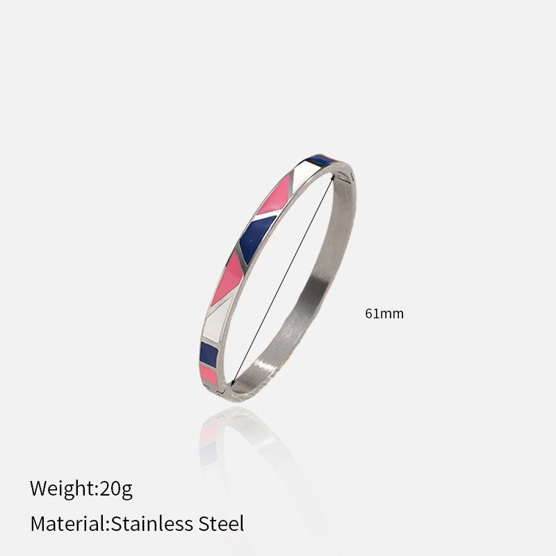 Wholesale color-blocked geometric stainless steel bracelet