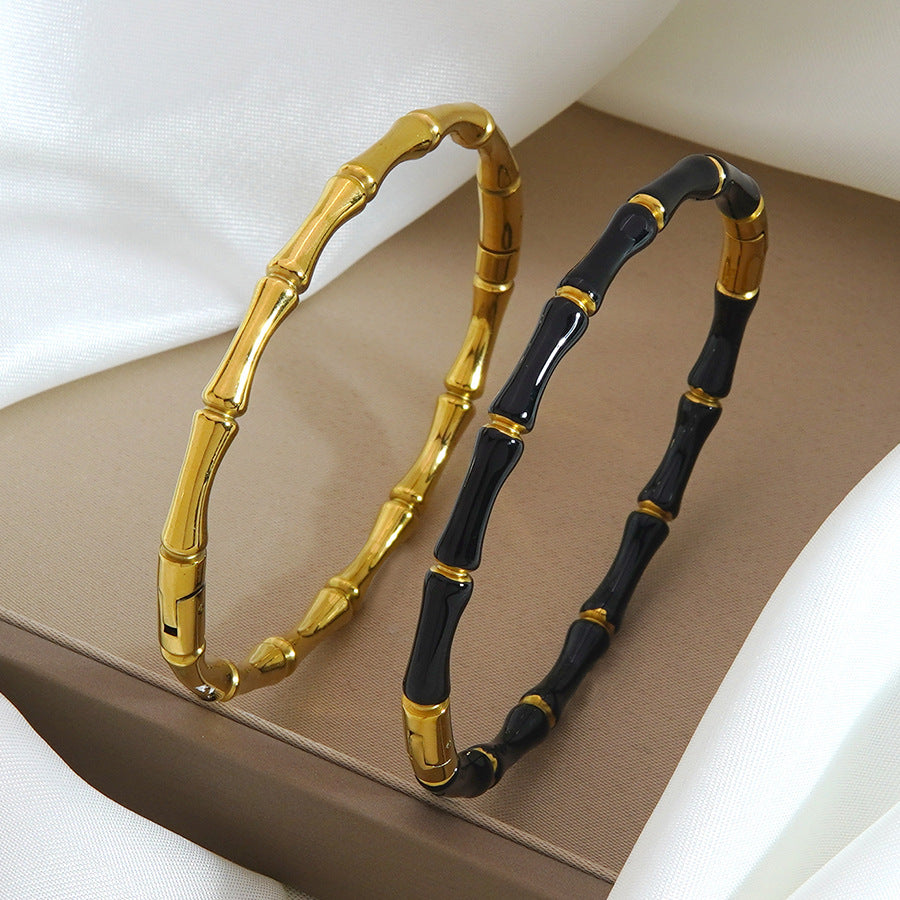 Wholesale Stainless steel bamboo bracelet plated with 18k gold