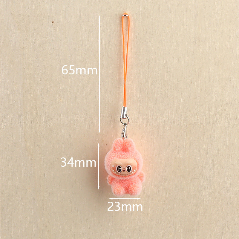 Wholesale 10pcs flocking cute cartoon keychain mobile phone chain