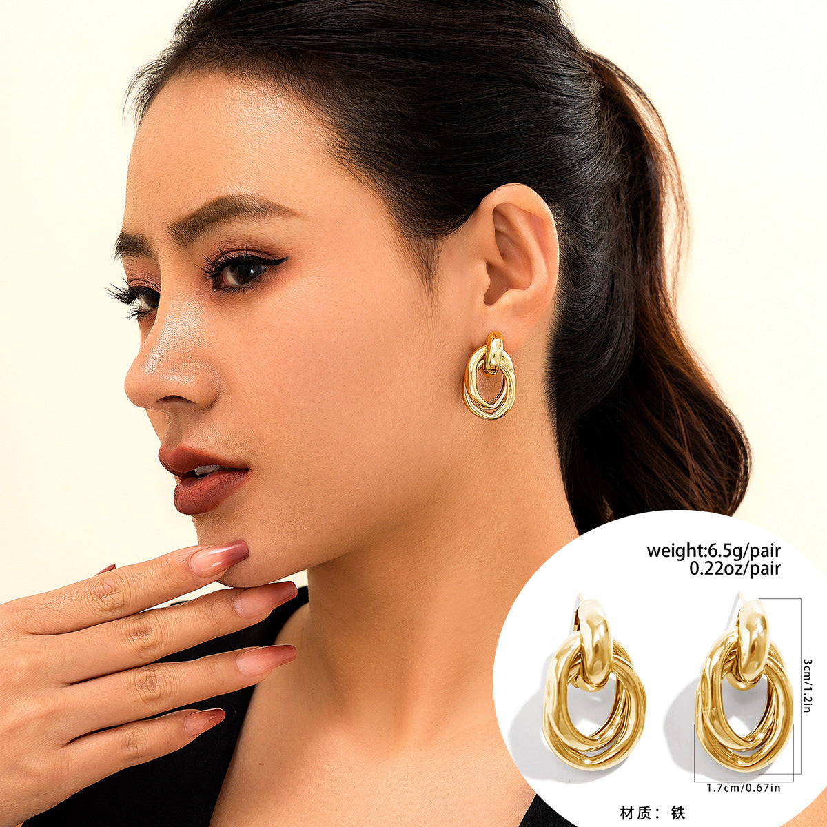 Wholesale Metal Glossy Water Drop Peas Earrings Love Hearts Heart Earrings ACC-ES-KunJuan003