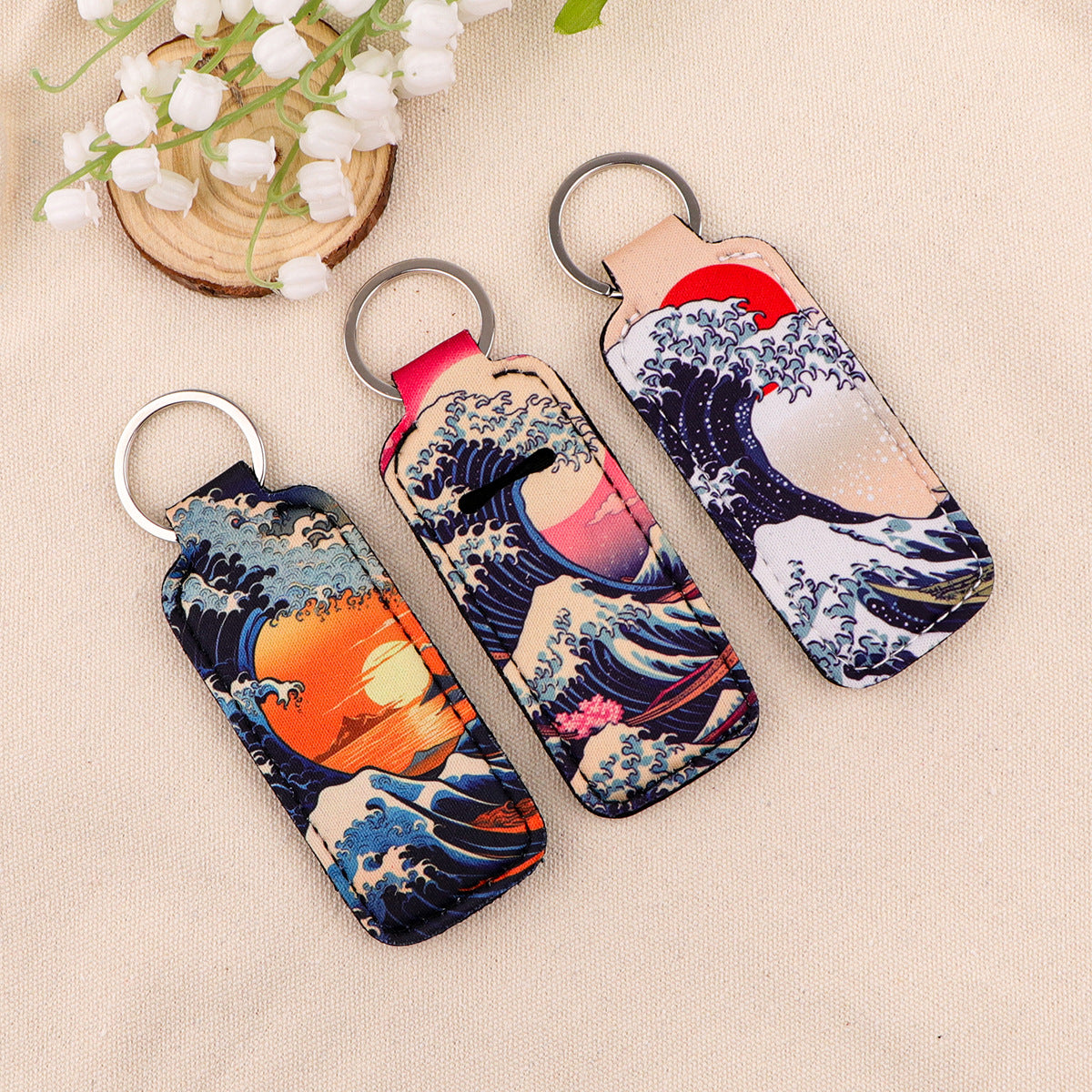 Wholesale 6pcs  Wave Lipstick Protective Case Keychain