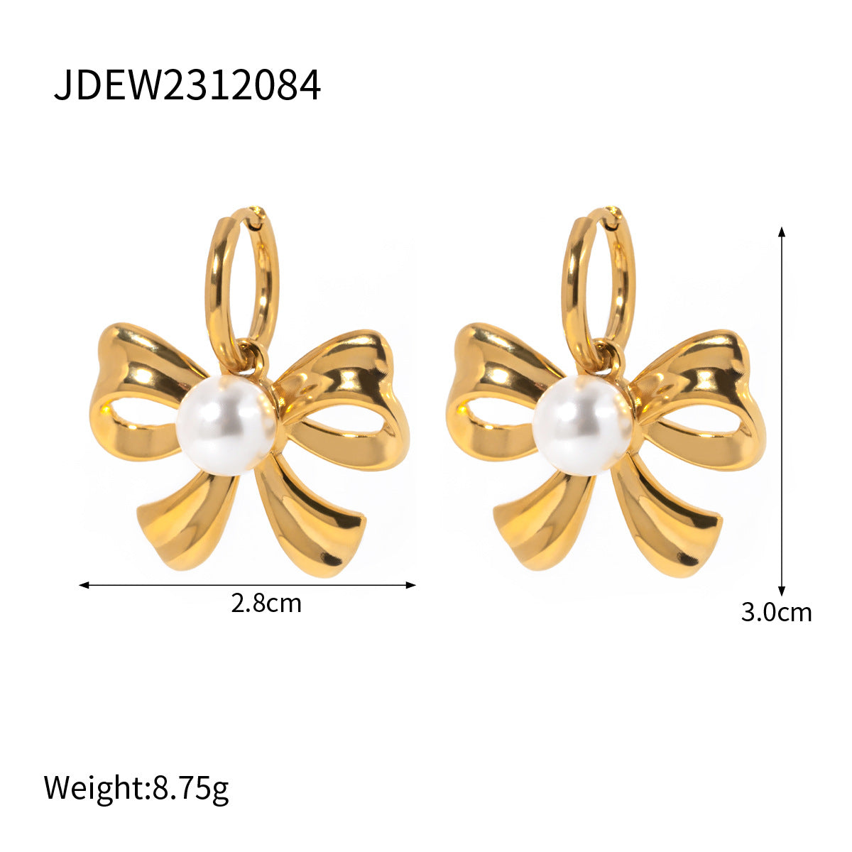 Wholesale 18k Gold Stainless Steel Earrings Bow Earrings ACC-ES-Wanx002