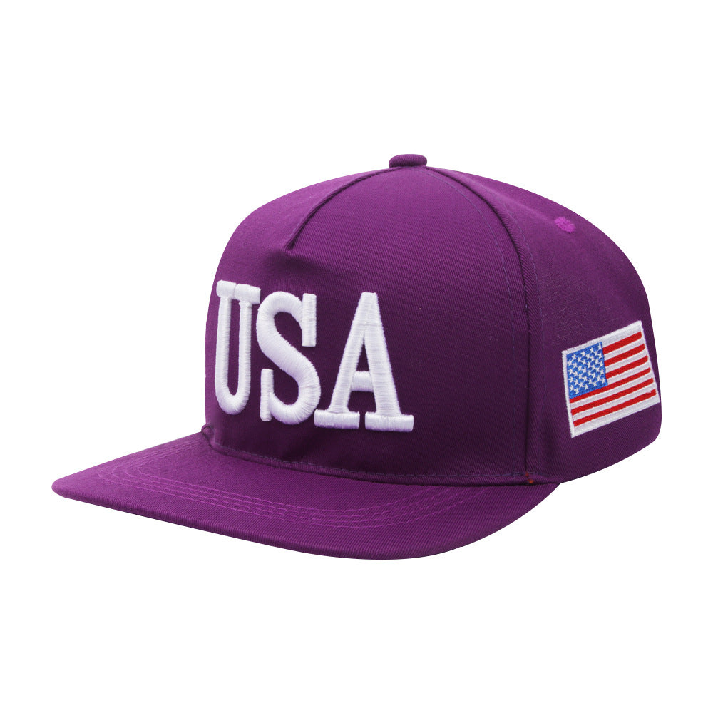Wholesale  baseball cap embroidered USA flat brim hat