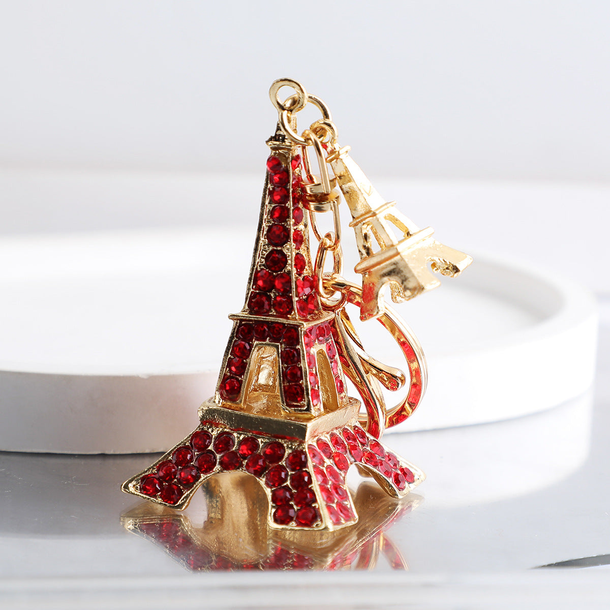 Wholesale Creative Rhinestone Paris Eiffel Tower Car Keychain