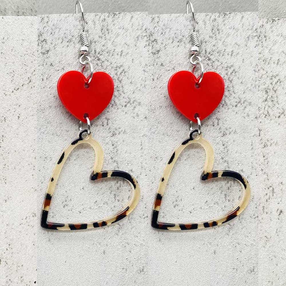 Wholesale Valentine's Day  Leopard Love Pendant Earrings
