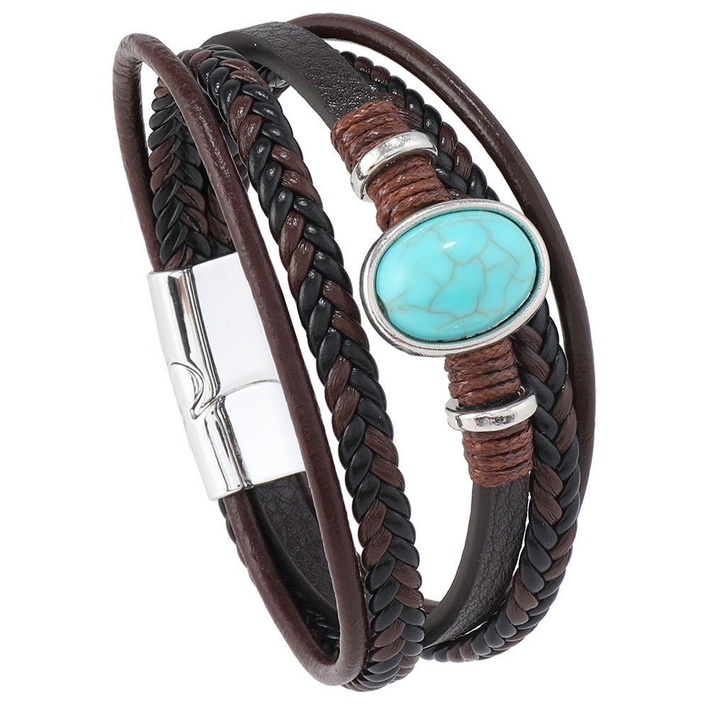 Wholesale Leather Turquoise Multi-Layer Bracelet