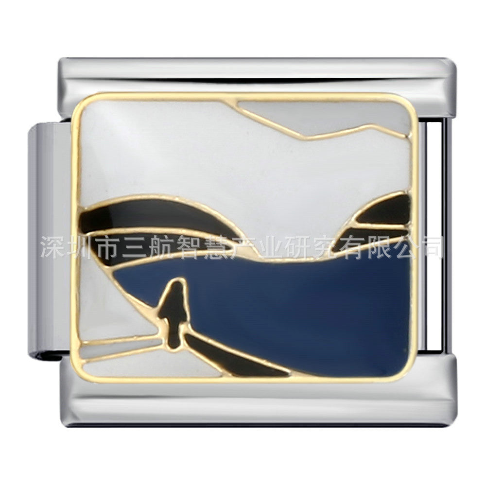 Bracelet de charme italien 5pcs 5pcs 9 mm DIY Splicing Paysage Pictorial en acier inoxydable Bracelet composable