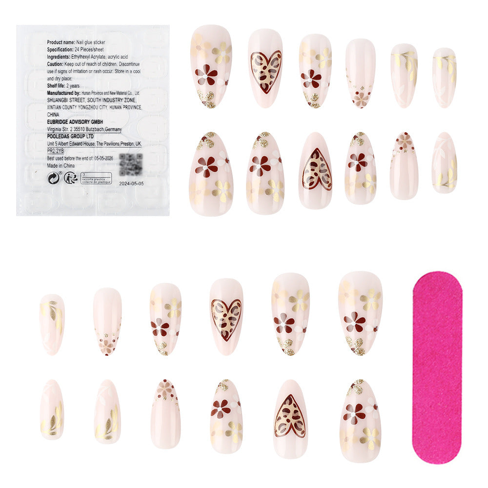 Wholesale 24 Pieces/box Valentine's Day Leopard Heart Nails Kits Nail Stickers ACC-NS-MiKe022