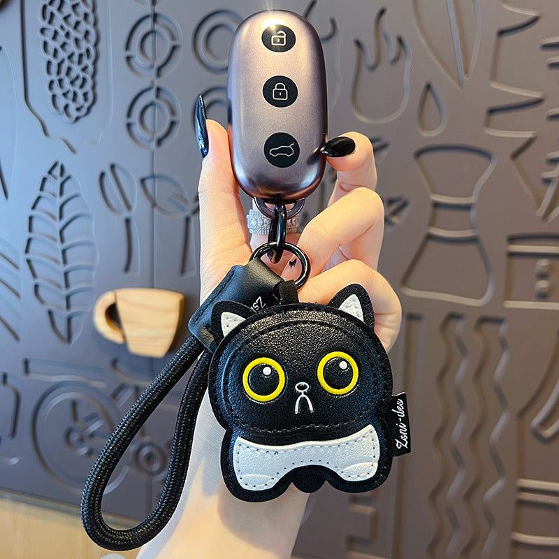 Wholesale PU Leather Cat Keychain Pendant Trendy Car Key Accessory With Ragdoll Cat Design Gift For Couples Boutique Resale