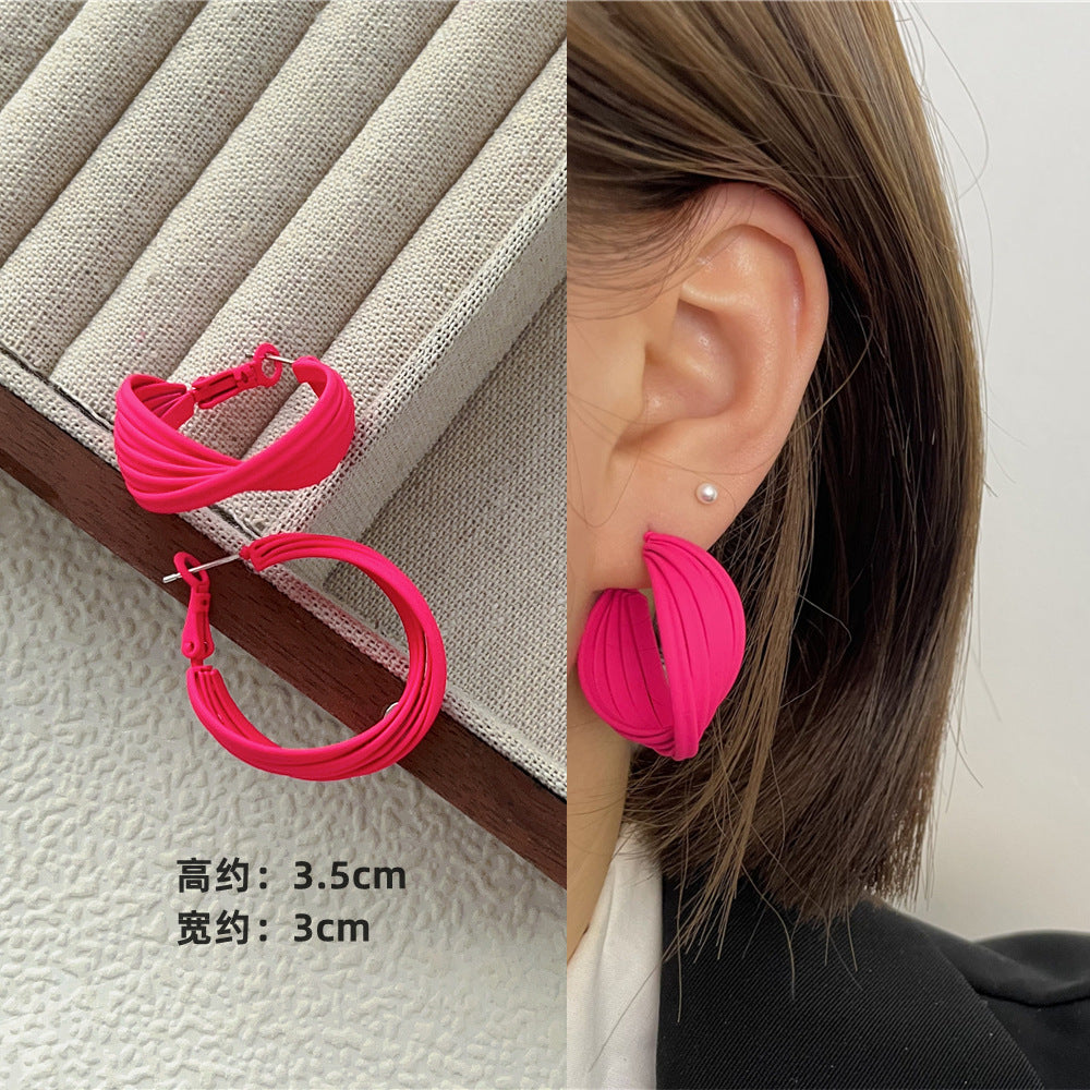 Wholesale Candy Color Geometric Square Circle C Shape Earrings