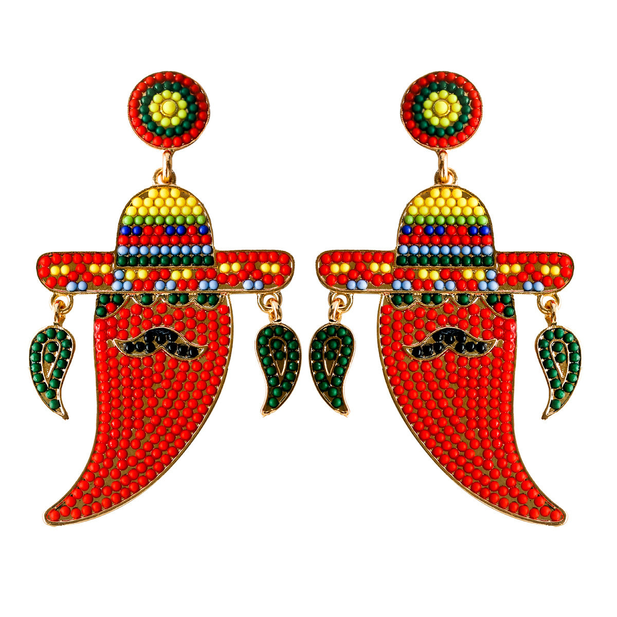 Wholesale Mexican Festival Colored Rice Ball Cactus Avocado Chili Earrings ACC-ES-JiaQi003