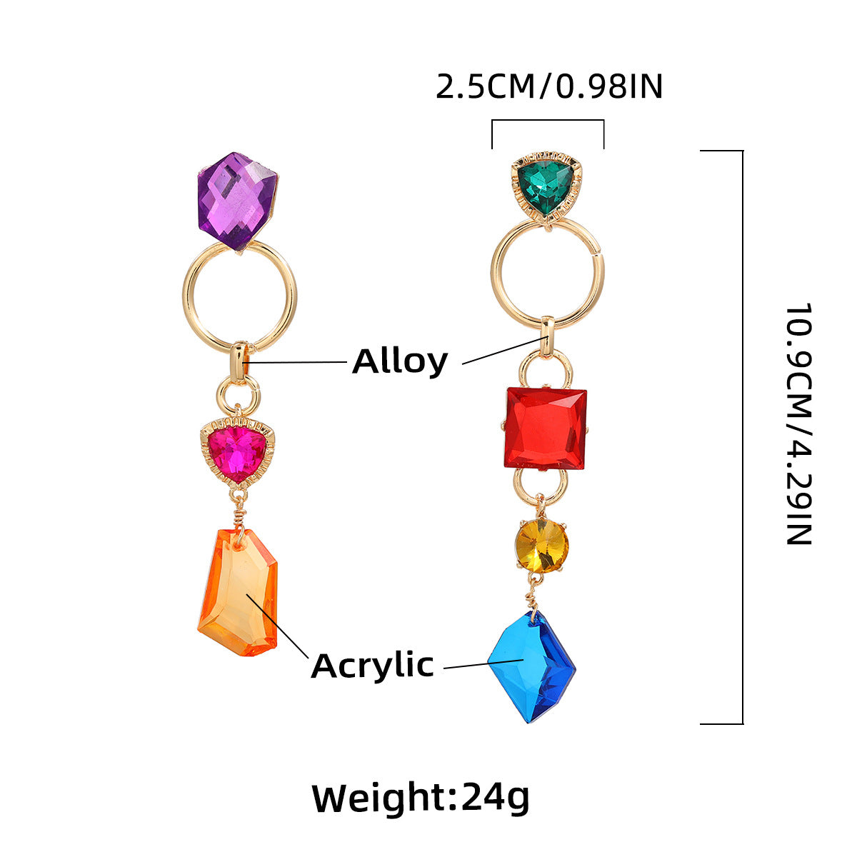 Wholesale multi-layer geometric shape acrylic alloy earrings ACC-ES-JL009