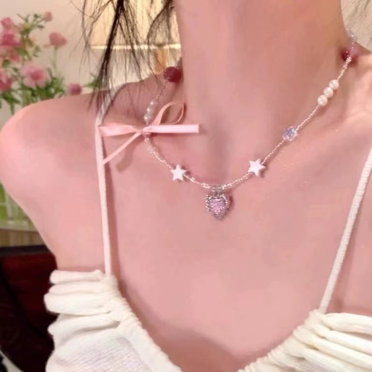 Wholesale  Color Shell Peach Heart Necklace