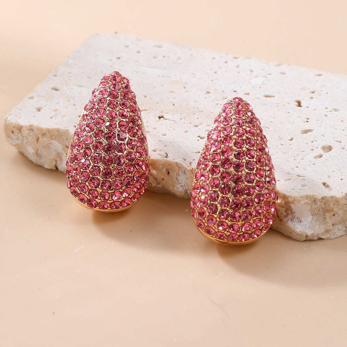 Wholesale Colorful Diamond Earrings Full of Diamond Drop-shaped Earrings Ear Studs ACC-ES-JL029