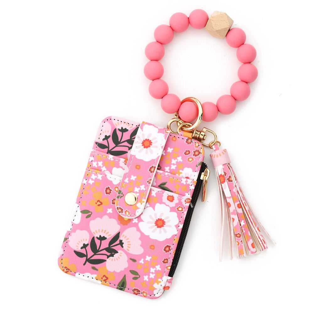 Wholesale Silicone Handstring Floral Folded  Wristlet Keychain