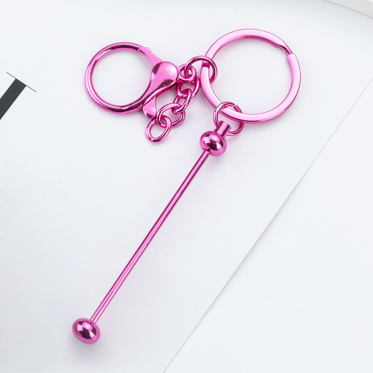 Wholesale DIY Beaded Keychain UV Electroplated Metal Keychain