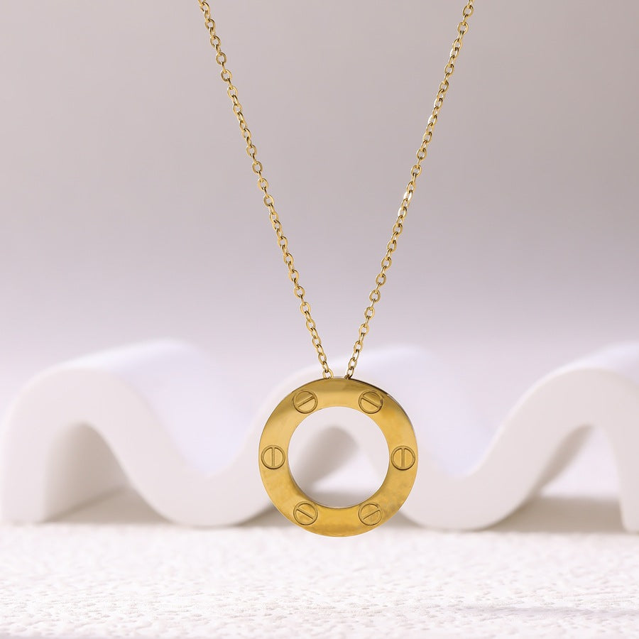 Wholesale Titanium Steel Gold Plated Starry Sky Pendant Necklace Fashion Accessory