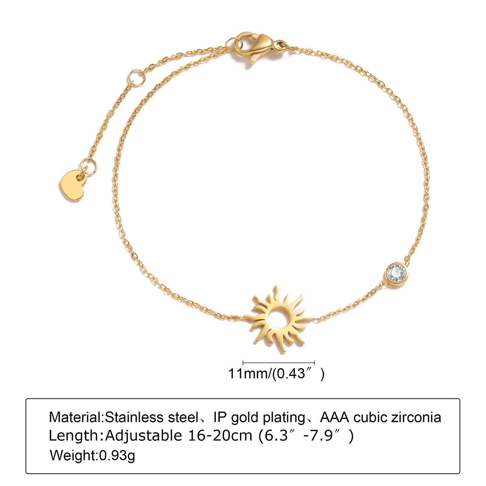 Wholesale Stylish Zirconia Adjustable Bracelet Stainless Steel 18K Gold Tone Women S Boutique Jewelry Accessory