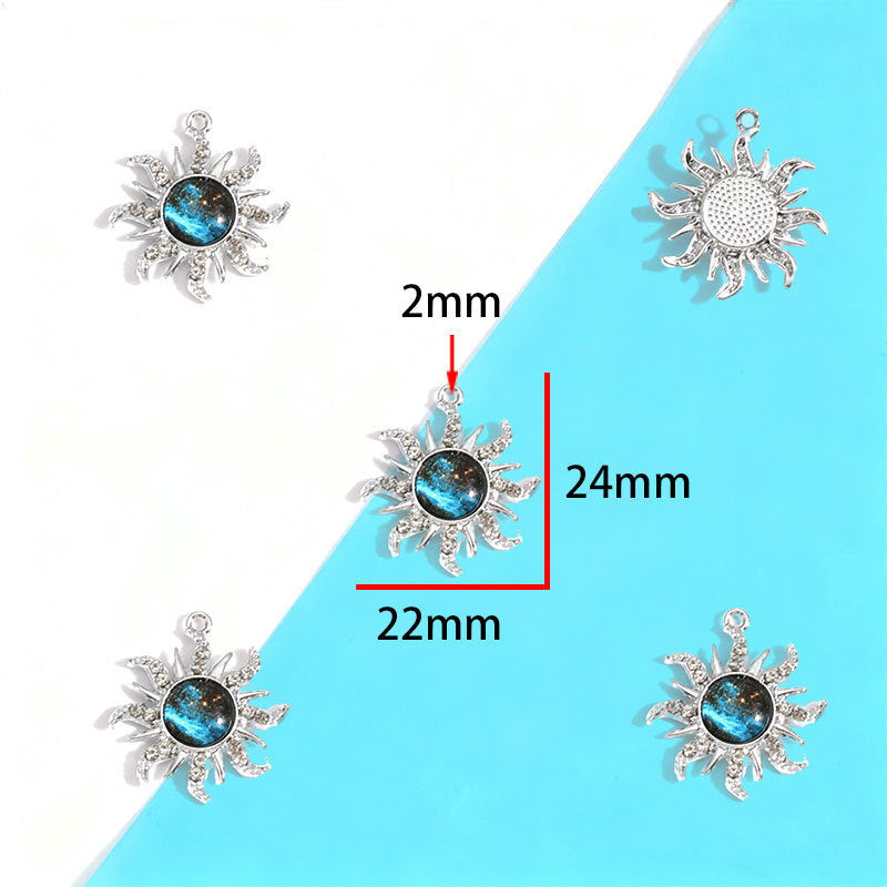 Wholesale Electroplated Zinc Alloy Blue Star Moon Resin Inlay Pendant Charms For DIY Jewelry Making Bag Charm Keychain Everyday Wear