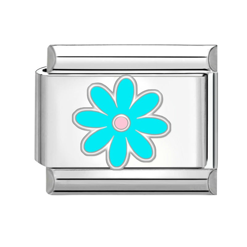 Wholesale 9mm Italian Charm Starter Bracelets DIY Flower Series Stainless Steel Composable Bracelet