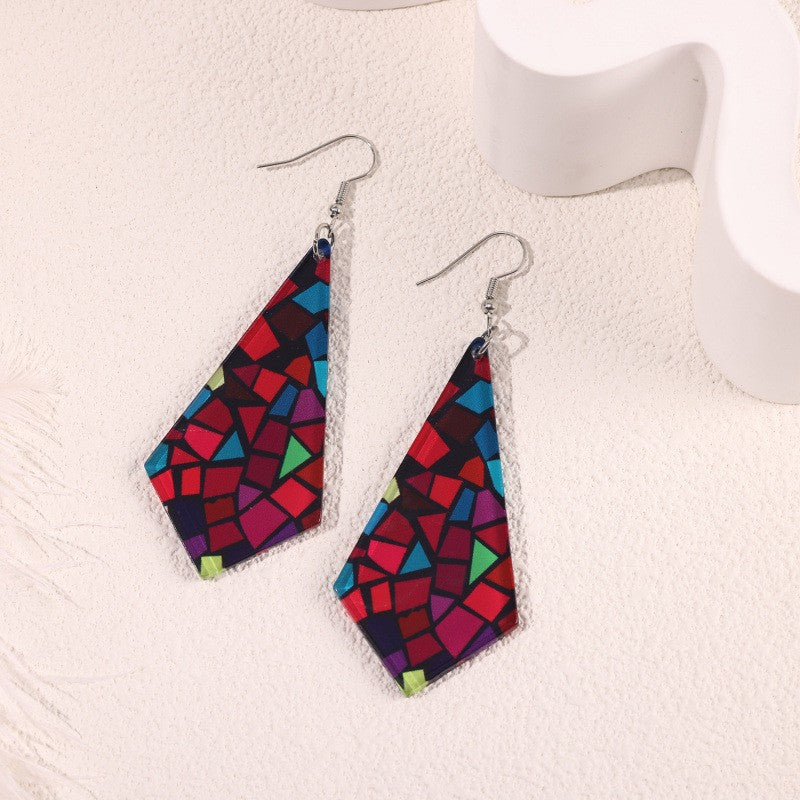 Wholesale 2D color geometric acrylic earrings