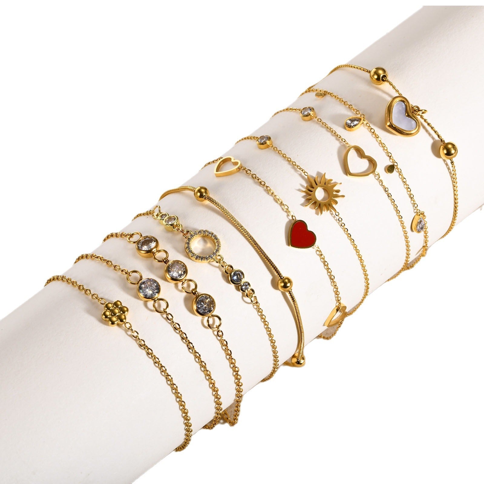 Wholesale Stylish Zirconia Adjustable Bracelet Stainless Steel 18K Gold Tone Women S Boutique Jewelry Accessory